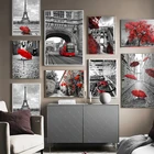 Черный и белый пейзаж картины Домашний Декор Скандинавская Картина на холсте красный стиль РЕТРО ПРИНТ плакат для спальни дизайн