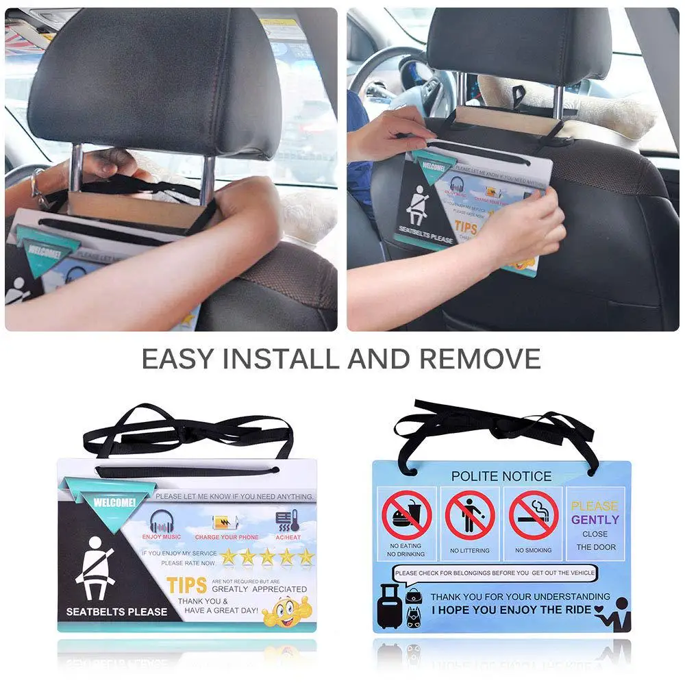 

Taxi Rating Rideshare Driver Rating Tip Signs Card Hang Tag Durable Backseat Headrest Display Card