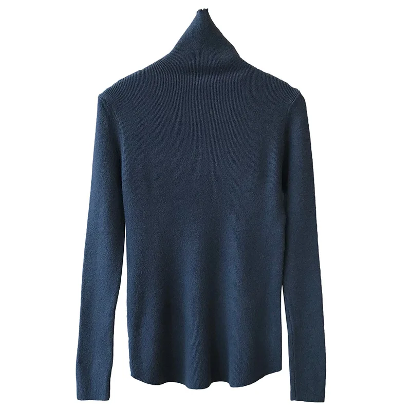 

2020 New Autumn Winter Women Basic Shirt Sweater Soild Fashion Long Sleeve Pollovers Kintted Thin High Neck Silm Female Tops