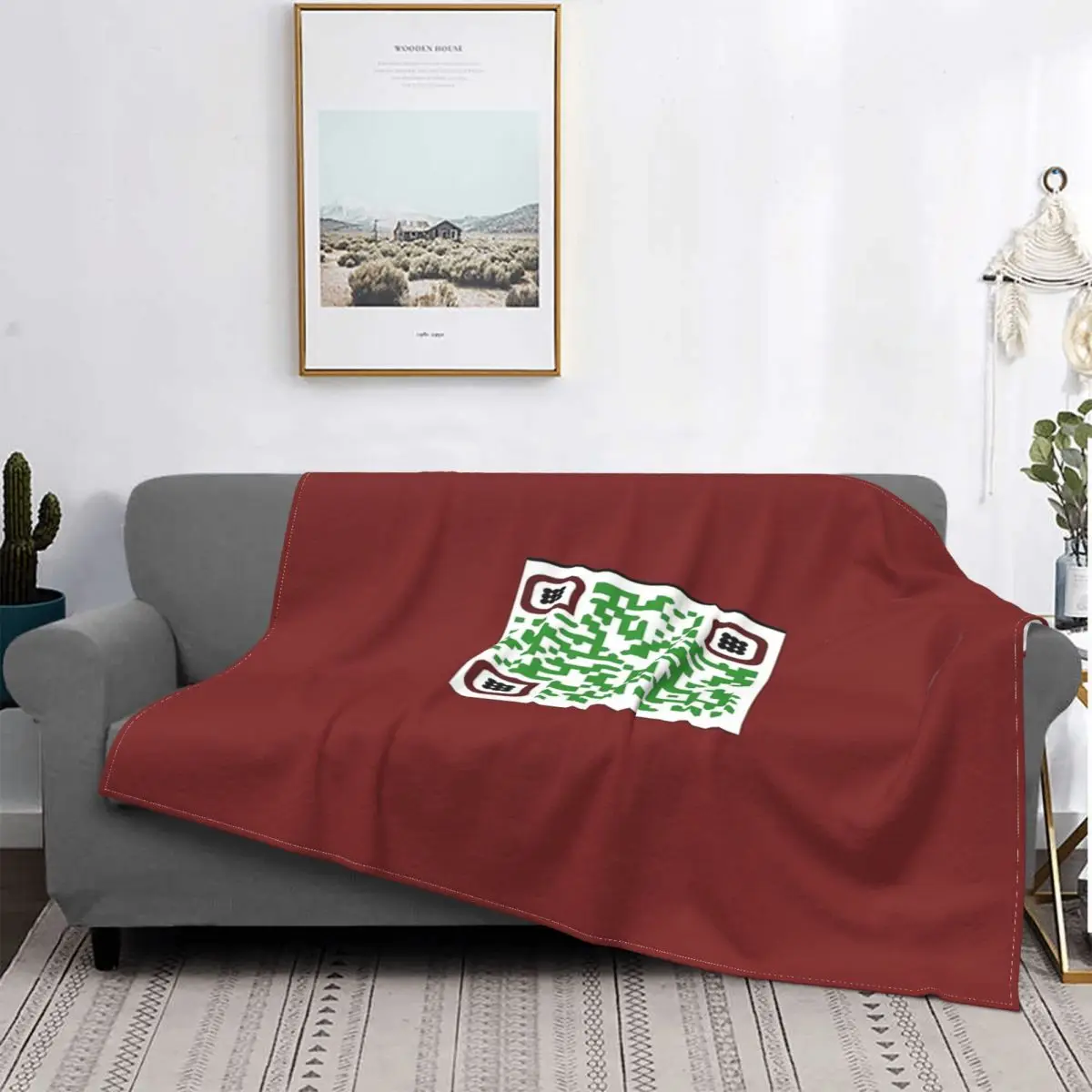 

Qr Code-Manta colorida a cuadros para cama, toalla de playa de lujo, manta polar a cuadros de muselina