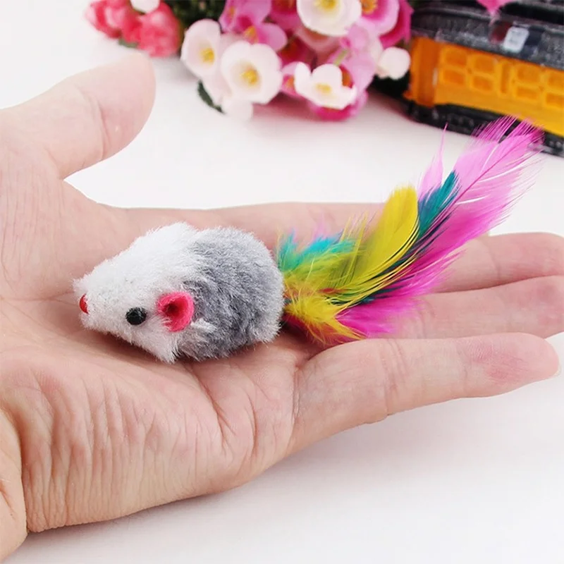 

10PCS New Cat Toy Cat Toys False Mouse Pet Cat Toys Mini Funny Playing Toys For Cats With Colorful Feather Plush Mini Mouse Toys