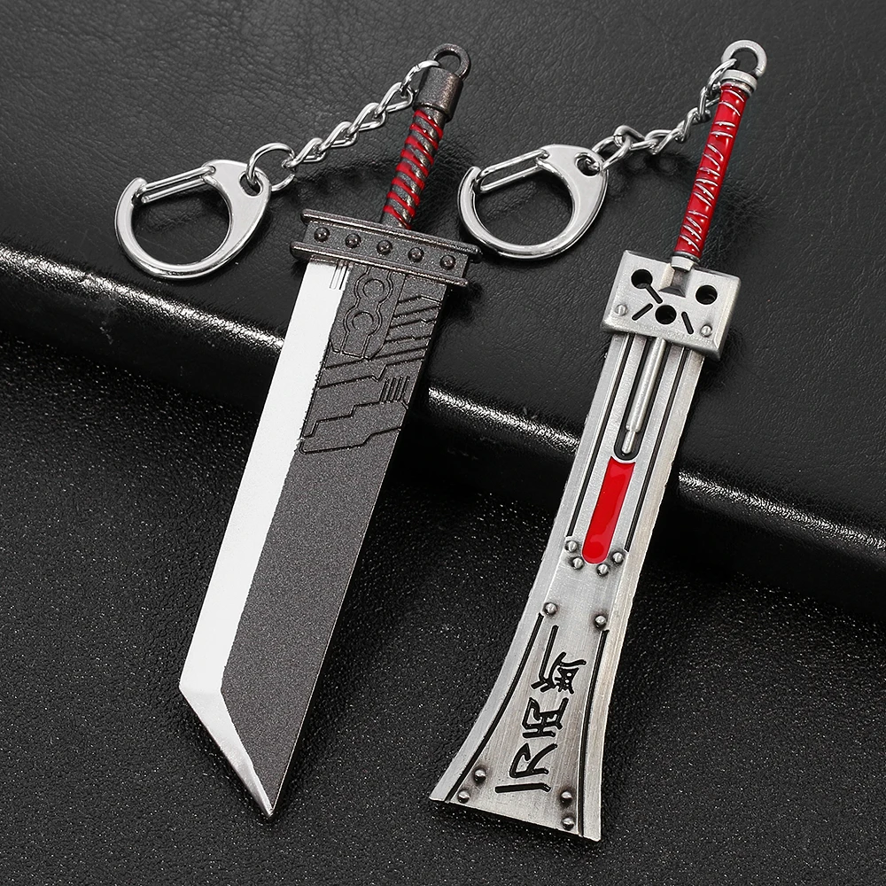 Final Fantasy 7 Game Jewelry Cloud Strife Buster Sword Keychain Men Remake Zack Fair Weapon Sword of Armor Break Metal Key Ring