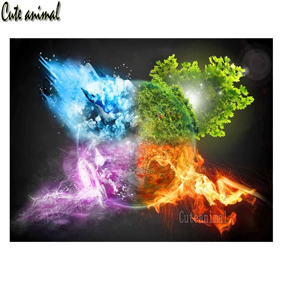 

Картина для алмазной вышивки "четыре сезона земли", 5D, подарок ручной работы, абстрактный пейзаж, наборы для вышивки крестом