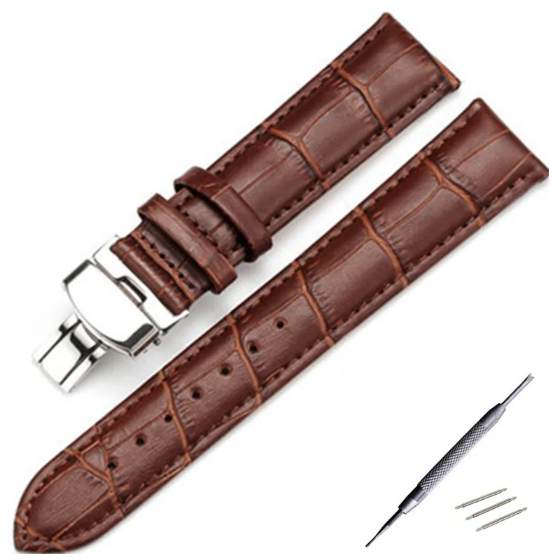 

Genuine Leather Watchband Butterfly Buckle Bands Croco Grain Bracelet Watch sized in 12 13 14 16 17 18 19 20 21 22 24 mm