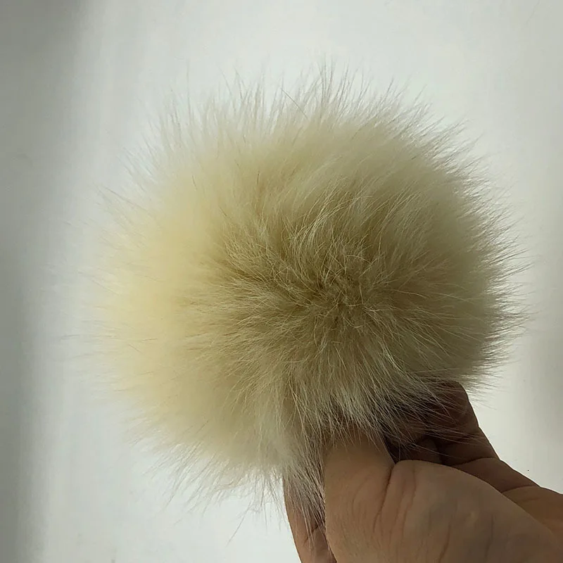 15 см натуральный животный Hairball Hat помпон ручной работы DIY действительно енот большой волос шар шляпа помпон с пряжкой