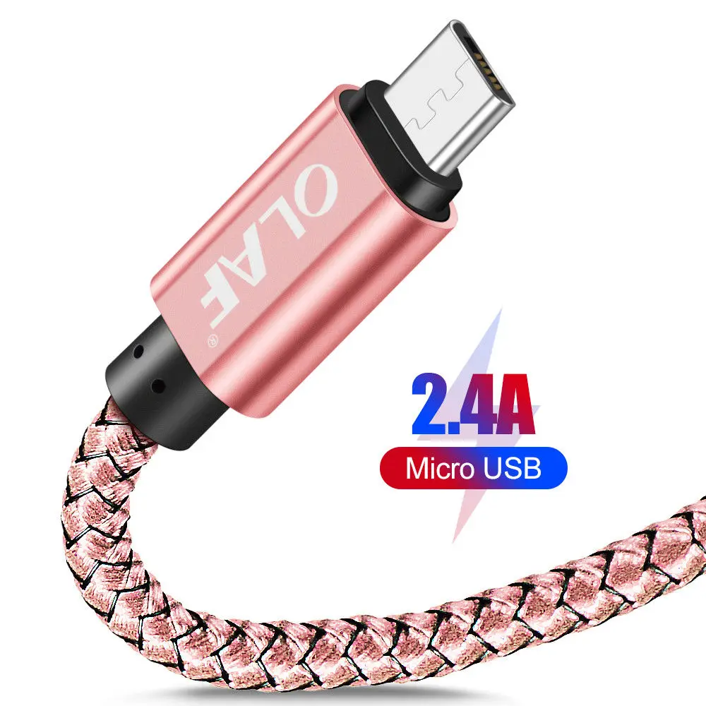 3 м/2 м/1 м кабель Micro Usb 5 в 2.4A зарядный кабель для быстрой зарядки для samsung Xiaomi телефон зарядное устройство кабель Micro-Usb плетеный провод - Цвет: Rose gold