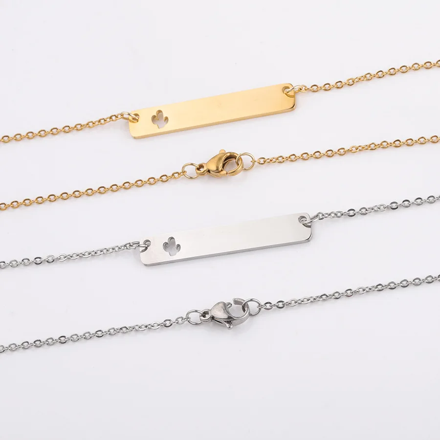 Ожерелье из полированной стали с выгравированными буквами для женщин и
