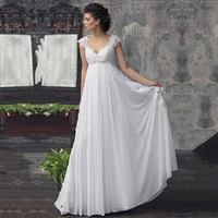 high waist pregnant wedding dress v neck beaded sashes appliques maternity bridal gown chiffon wedding party dress