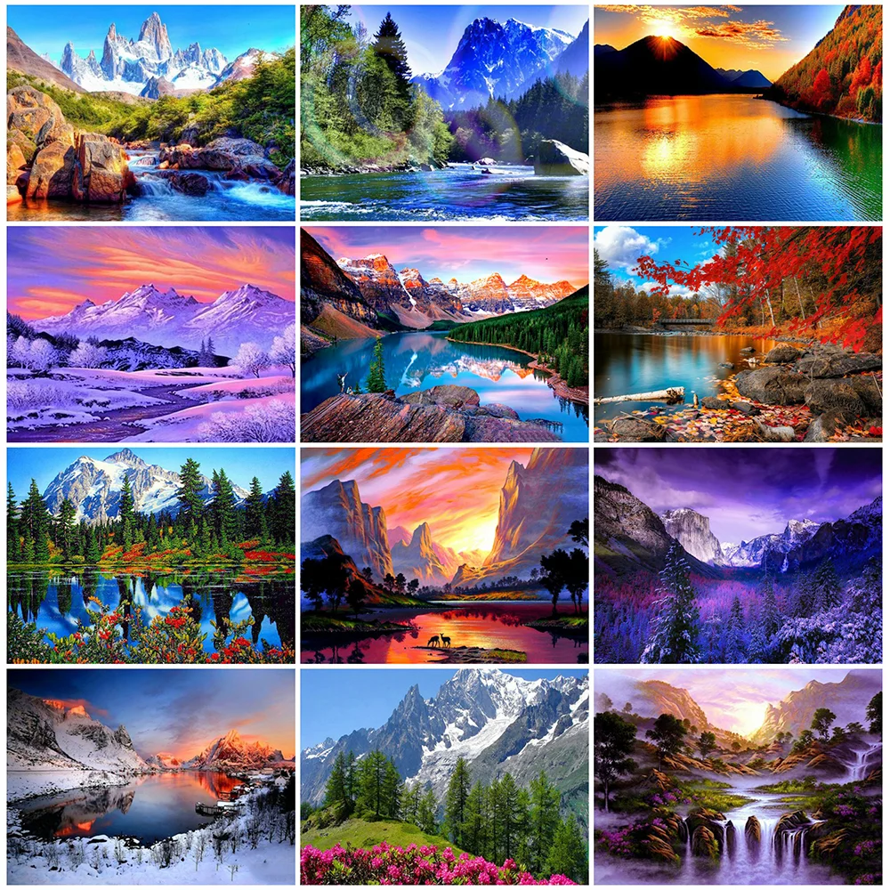 

HUACAN 5D Diamond Painting Full Square Landscape Home Decor Embroidery Mountain Scenery Mosaic Handmade Gift
