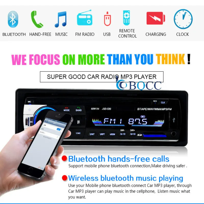 JSD-520 12 в Bluetooth Автомобильный mp3 плеер FM Радио стерео приемник в тире MMC WMA аудио 1 Din Авто мультимедиа