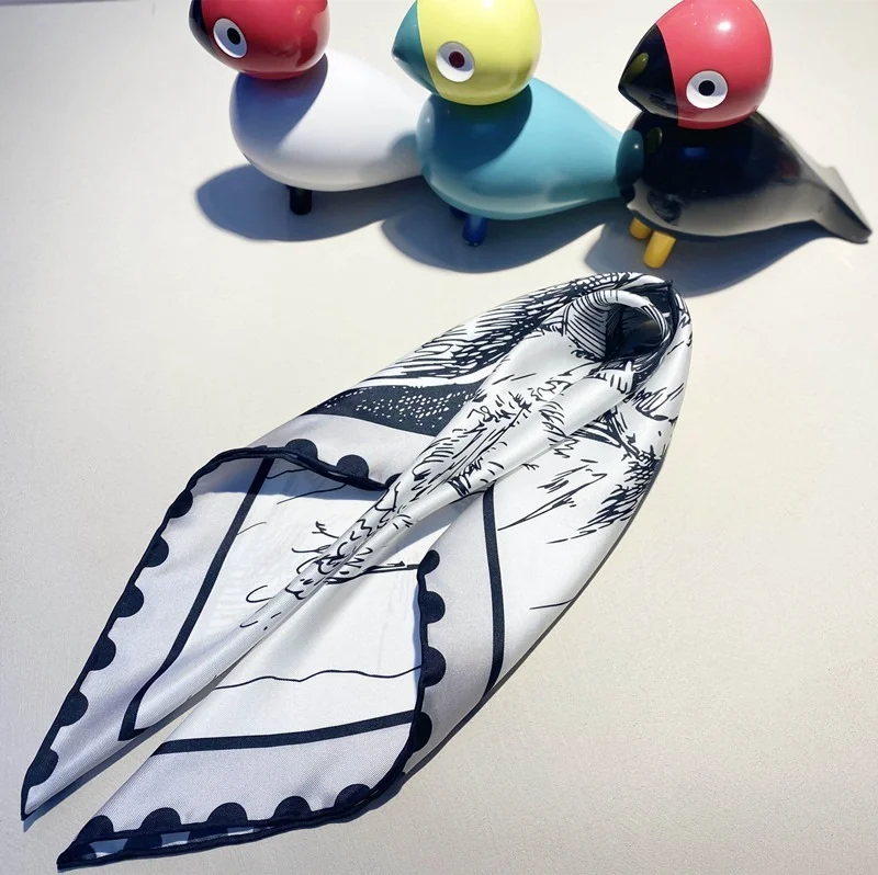 

53*53cm Fashion Silk Small Square Scarf Female Mulberry Silk Scarf Headband Small Silk Scarf Spring Decoration Scarf Small Scarf