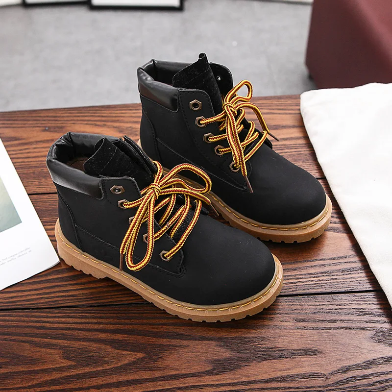 Children Boots Kid Sneaker High-Top Leather Boots for Boy and Girl Rubber Anti Slip Snow Boot Fashion Lace-up Winter Shoes