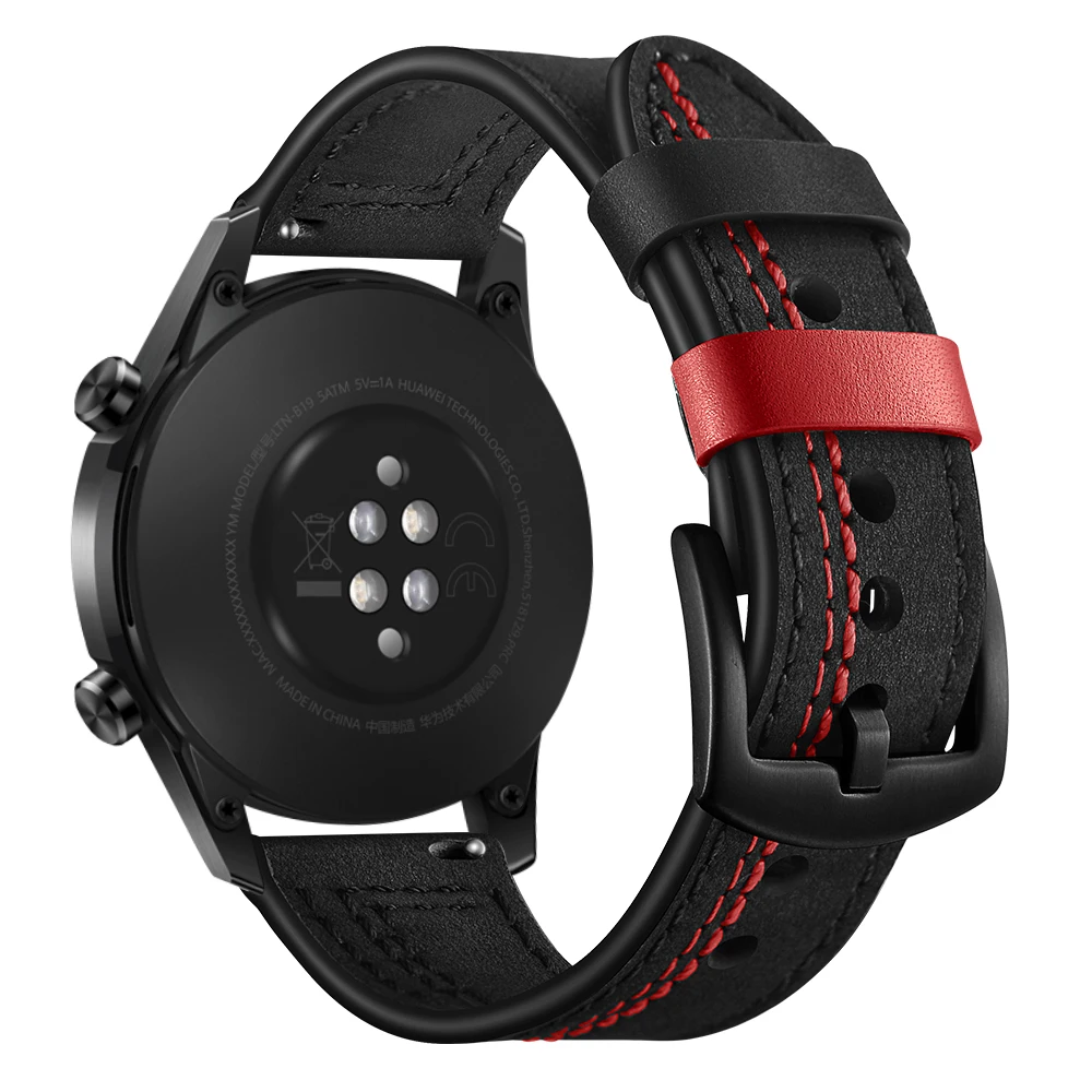 

22mm Leather strap For Huawei watch GT-2-2e-pro GT2 GT2e 46 mm bracelet Samsung Gear S3 Frontier/Galaxy Watch 3 45mm/46mm Band