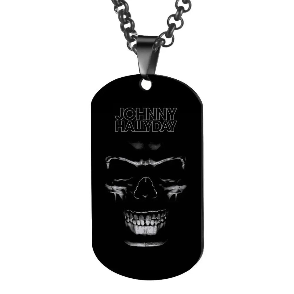 F black necklace Персонализированный брелок с фотографией кольцо панк-рок Джони Халлидей фото кулон из нержавеющей стали брелок женский мужской Bijoux Femme - Цвет: F black necklace