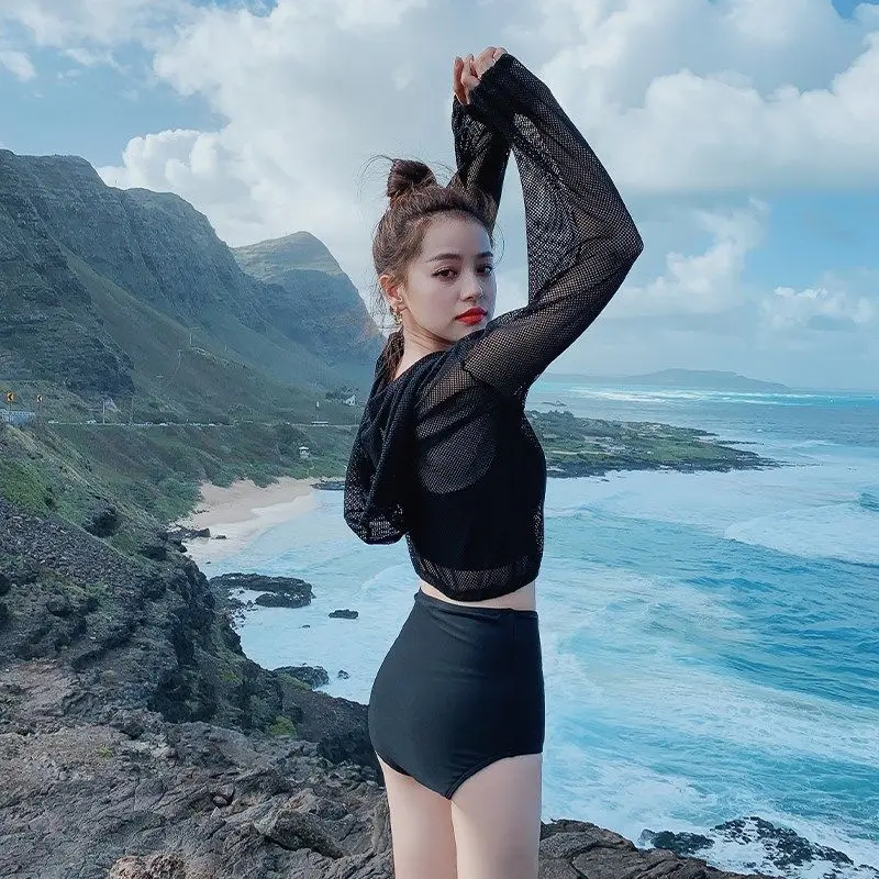 Бикини женское с высокой талией пикантный однотонный купальник чашками пуш-ап