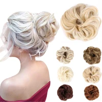 belle show girls curly chignon with rubber band brown blonde synthetic hair ring wrap on messy bun ponytails hair extensions