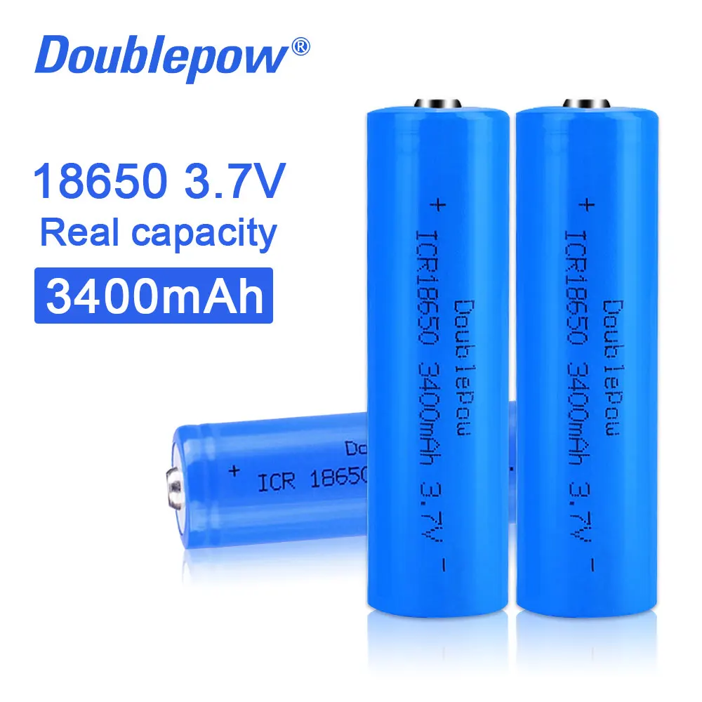 100% originale Doublepow 18650 3.7v 3400mah 18650 batteria al litio ricaricabile per batterie torcia