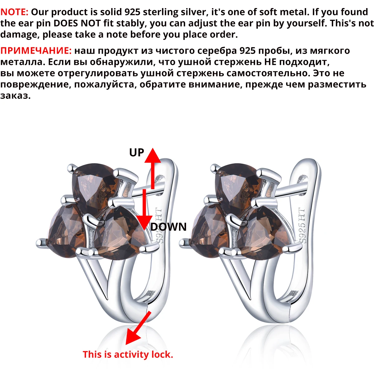 Hutang 1.24ct Натуральный дымчатый кварц женские серьги-кольца твердые 925 пробы серебро Изящные драгоценные камни Элегантные Ювелирные изделия Новое поступление