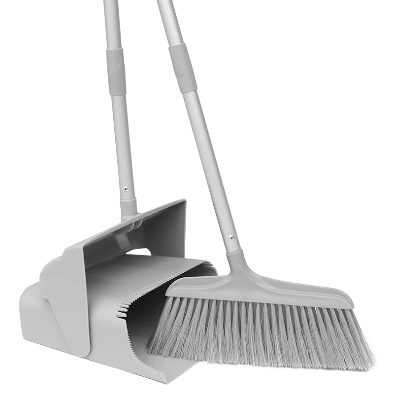 dustpan with broom Пластиковая метла и совок набор складной ветрозащитный пылеуловитель с алюминиевой ручкой Чистящая Щетка метла вертикально стоящий пол развертки - Цвет: dustpan with broom