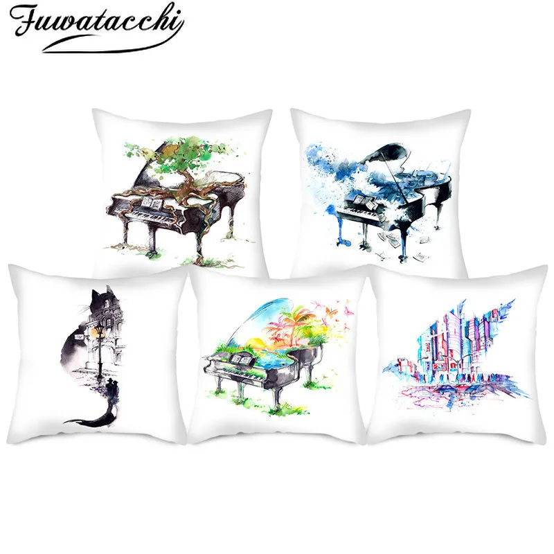 Fuwatacchi Abstract Oil Painting Cushion Cover Piano Horse Animal Photo Pillowcases for Home Sofa Chair Decorative Pillow Covers | Дом и сад