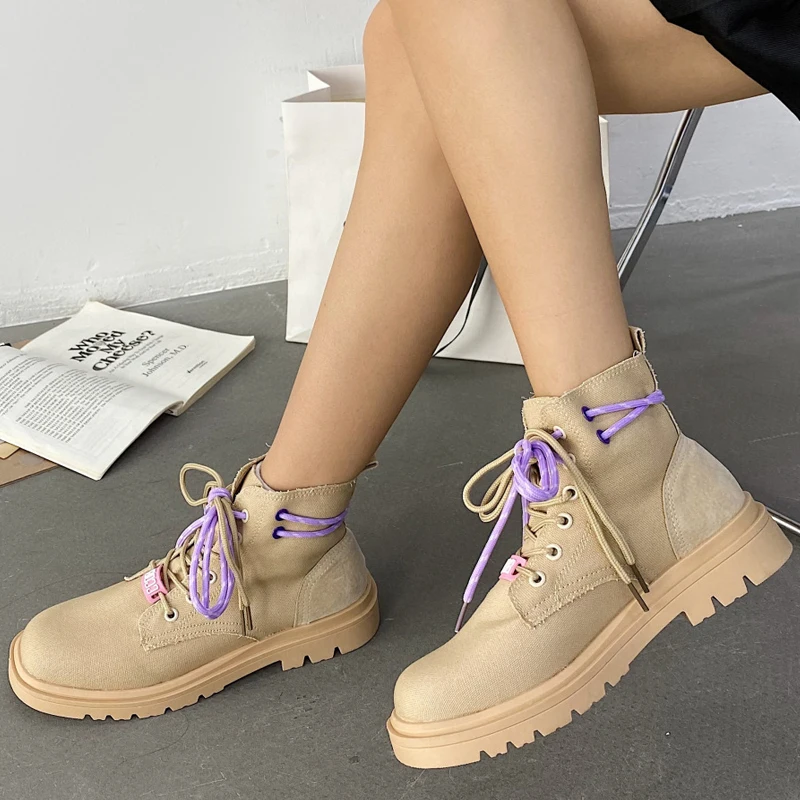 

Модные женские осенние ботинки, дизайнерские женские ботильоны на шнуровке, Нескользящие трендовые женские короткие ботинки, женские мото...