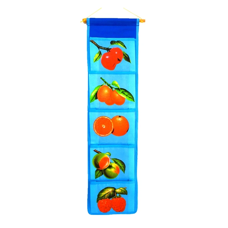 Red Fruit Мультяшная настенная сумка для хранения, модная игрушка, органайзер для макияжа, 5 Карманов, подвесной чехол для хранения, сумки, чехол для двери, ванной комнаты - Цвет: Red Fruit