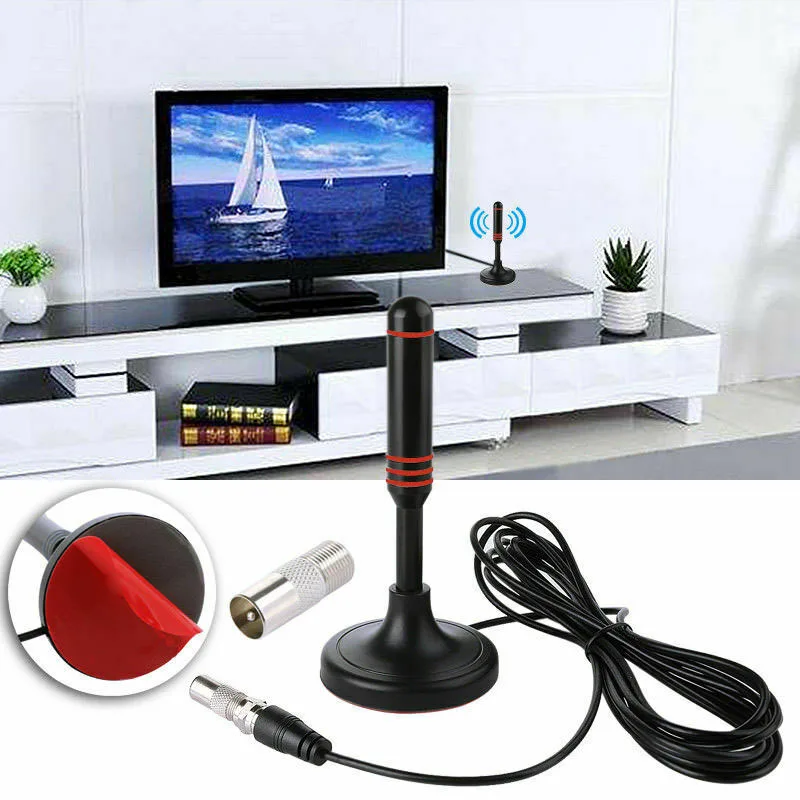 

Portable TV HDTV Antenna Aerial DVB-T Amplified 25dBi 200 Miles Range Indoor Car 1080P High Definition Caravan Digital Freeview