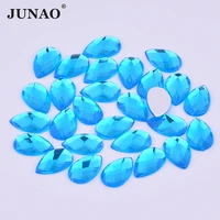 junao 813mm 1825mm aquamarine color drop rhinestones acrylic strass gems flat back crystal stones decoration clothing