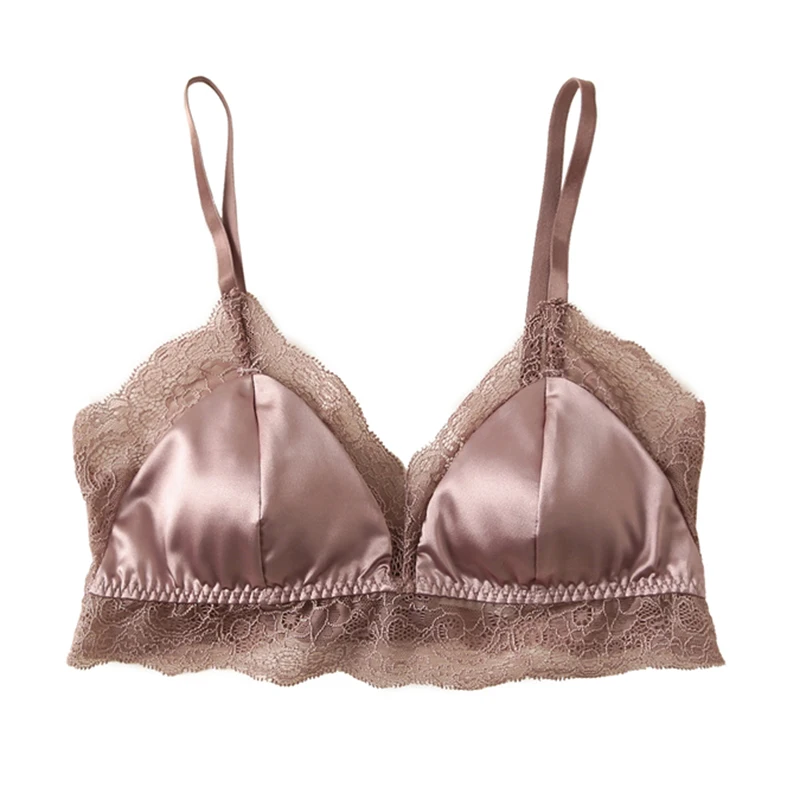 

Bralette sexy lace wireless bra padded Natural silk bras for women ladies lingerie bralet bralett biustonosz mujer