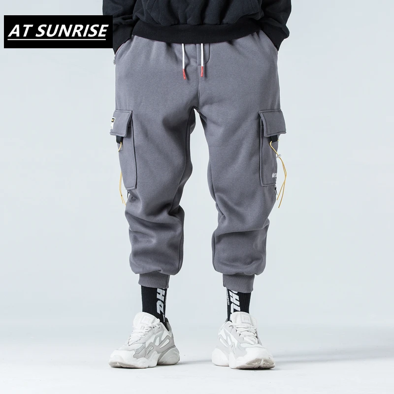 Мужские спортивные брюки в стиле хип хоп черные повседневные шаровары с