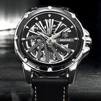 new benyar automatic mechanical watch men top luxury brand mens watches fashion leather strap waterproof clock reloj hombre