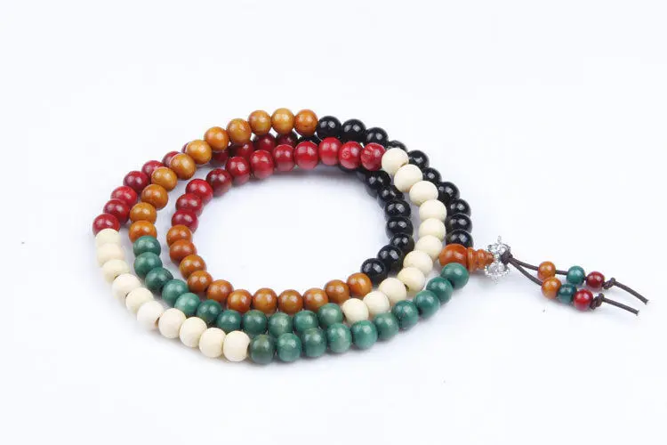 Тибетский буддизм 108 пять цветов деревянный молитвенный бисер Ваджра кистями