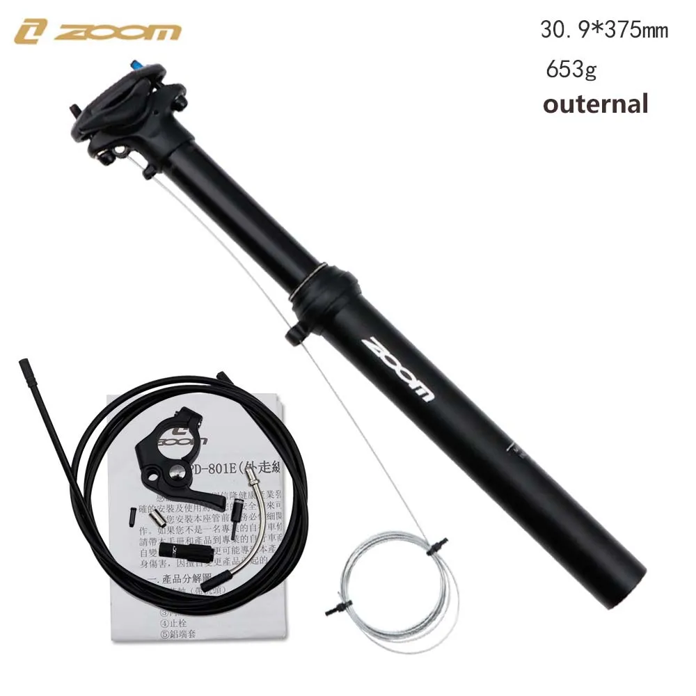 ZOOM height adjustable seatpost dropper 100mm travel MTB external / innertal Line Control Hydraulic 30.9 31.6mm 375mm 400mm | Спорт и