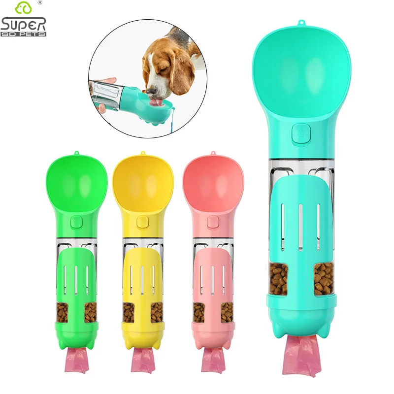 

3 In 1 Dog Water Bottle Cat Accessories Pet Supplies with Poop Shovel and Poop Bags Dogs Pets Portable Drinking Feeder Bowl New