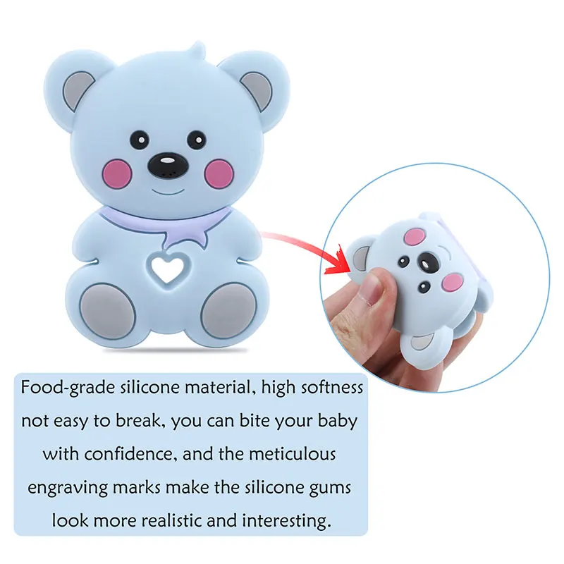 1 шт. BPA бесплатно Teddy Bear зубной прорезыватель для малышей силиконовый мультфильм животных грызунов Прорезыватель для зубов для младенцев Ожерелье Подвеска для детей игрушки