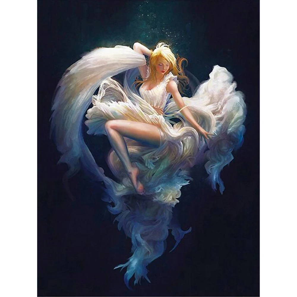 Водорастворимый холст с принтом ангелов и бабочек 11CT вышивка крестиком узоры для