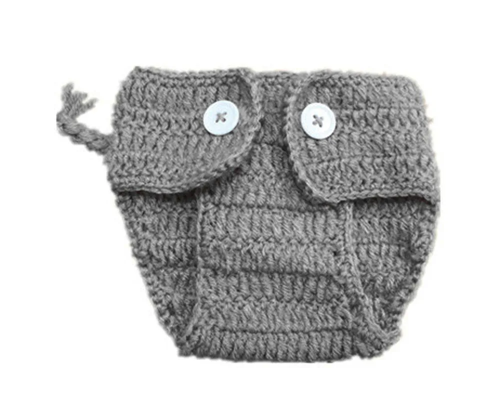 

2pcs Newborn Stretchy Knit Elephant Photo Baby Hat + Shorts Costume Photography Props 0-3 months baby boy hat Cap