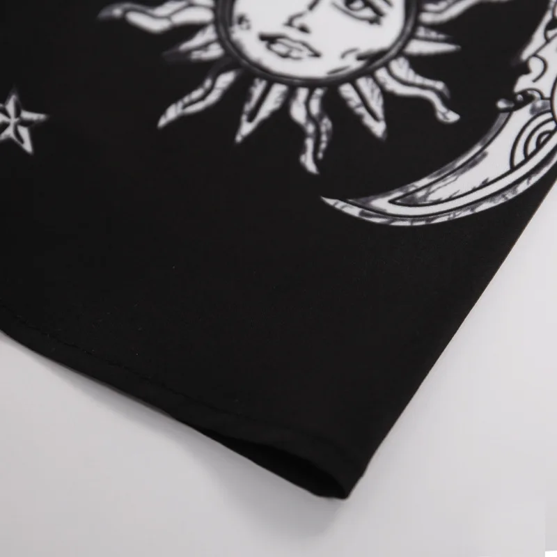 Женское платье на пуговицах Goth Dark, винтажное черное платье с принтом, элегантное повседневное сетчатое платье на бретельках с v-образным вырезом, на лето