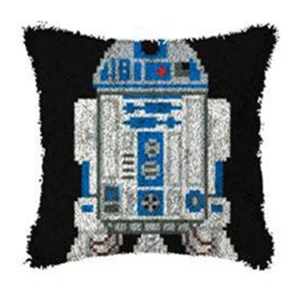 

Latch hook kit Cushions with Pre-Printed Robot Pattern Embroidery kits Cross stitch Latch hook pillow Hobby and needlework