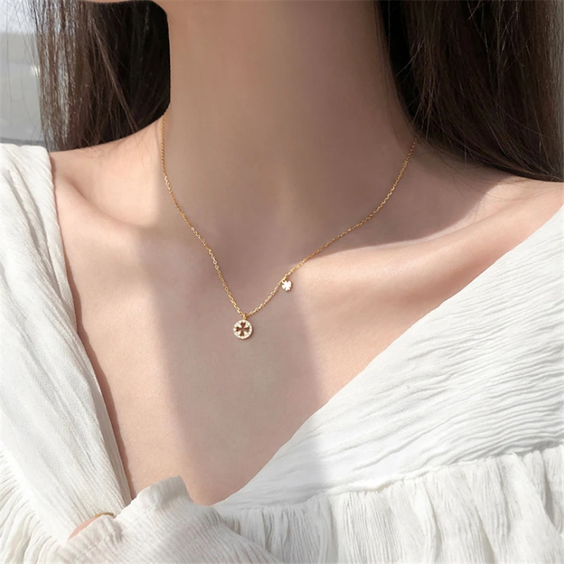 Корейская мода 2020 крест полый цветок форма шеи колье подвеска ожерелье женщина