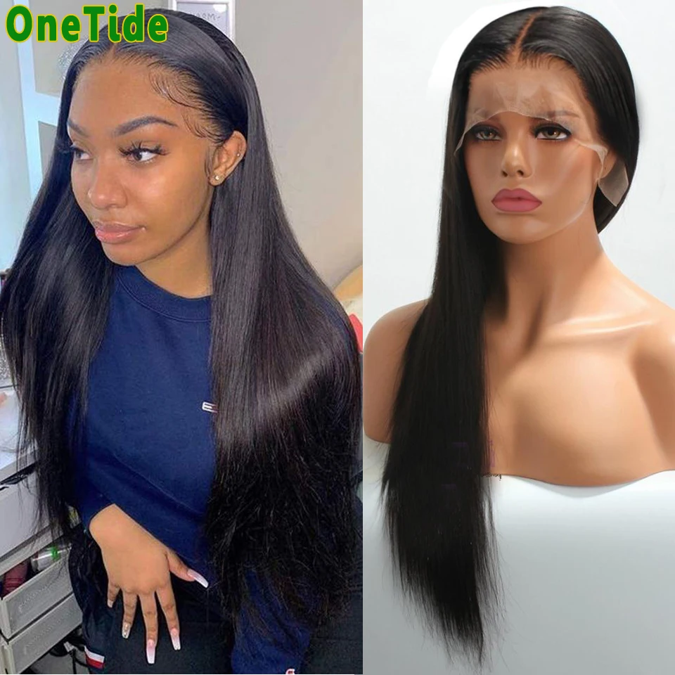 13x4x1 Bone Straight Lace Front Human Hair Wigs For Women T Part Frontal Closure Wig Brazilian 30 Inch Straight Lace Front Wig