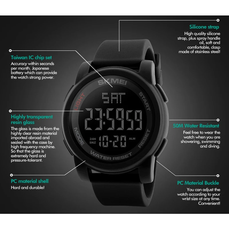 SKMEI Роскошные модные брендовые военные уличные светящиеся спортивные часы