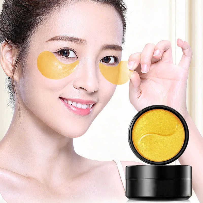 Коллагеновая маска с золотом натуральная увлажняющая для глаз от темных кругов и