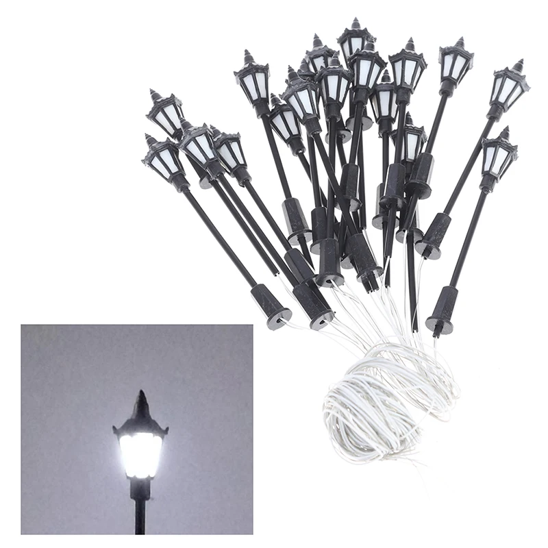

20pcs LED Street Light Lamppost 1:100 Scale for Model Park Scenery Decoration