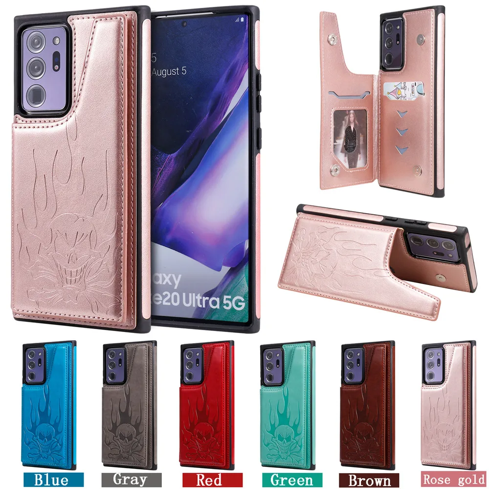 

Embossed Leather Note 20 Ultra Phone Case for Samsung Galaxy S20 FE Plus Etui Magnetic Buckle Card Slot Bracket Back Cover