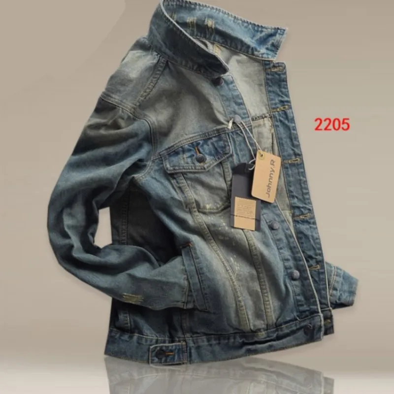 Мужская джинсовая куртка приталенная зимняя в Корейском стиле новый