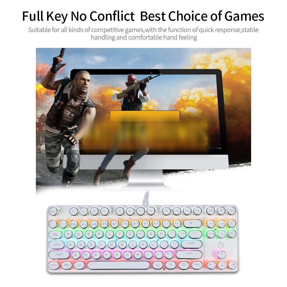 

HJK917 Wired Gaming Mechanical Keyboard with 87 Keys Backlight Effect Keyboard for Laptop/PC Black with OUTEMU Blue Switches
