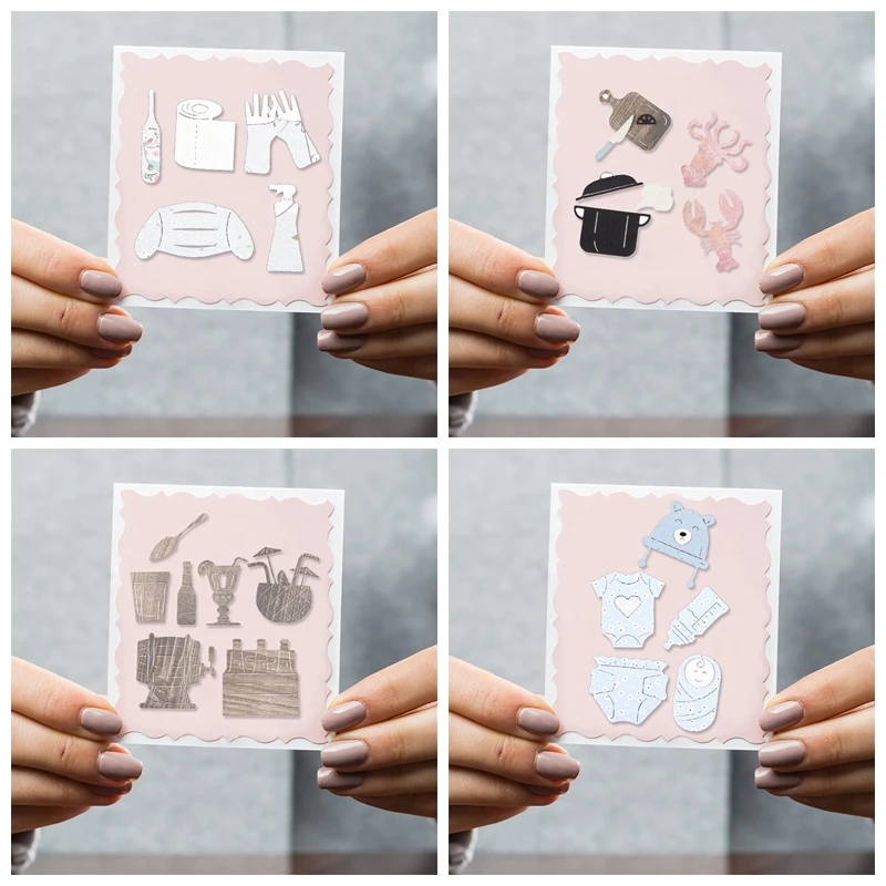 Металлические высечки милая детская одежда осьминог посуда сок стеклянный