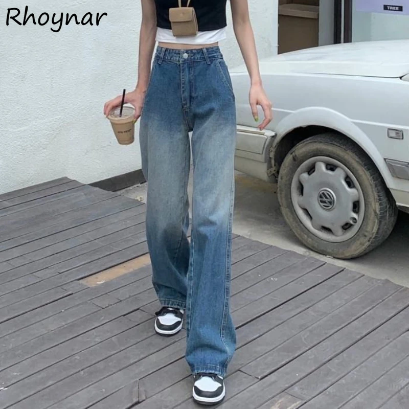 

Джинсы женские градиентные, праздничная Свободная Повседневная Уличная одежда с завышенной талией BF Ulzzang, модная одежда в стиле ретро, летн...