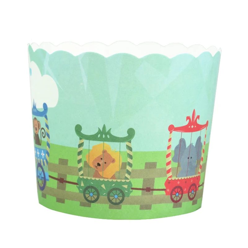 50 шт. Бумажные Формочки для капкейков в виде слона льва короля медведя совы